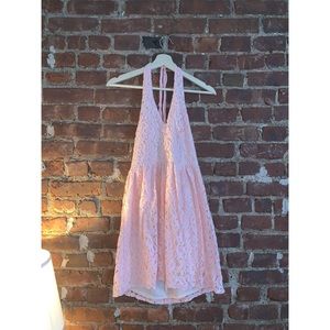 Altar’d State Pink Lace Babydoll Halter Dress